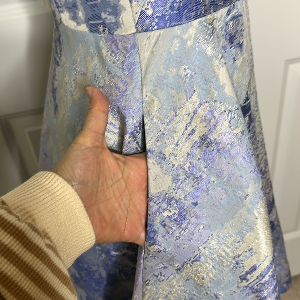 Alice Walk Sleeveless Flare Metallic Watercolor Dress Sz6 — image 4 of 8